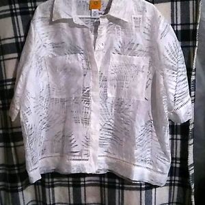 Ruby red button down top